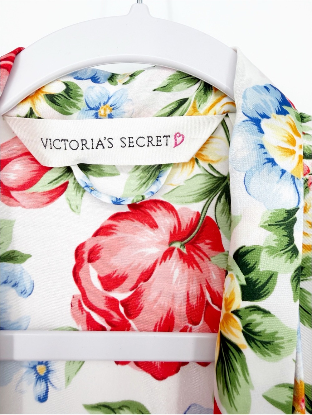 Victoria's Secret Satin Lingerie Set Nightgown and Robe Floral Print Small - Picture 5 of 7